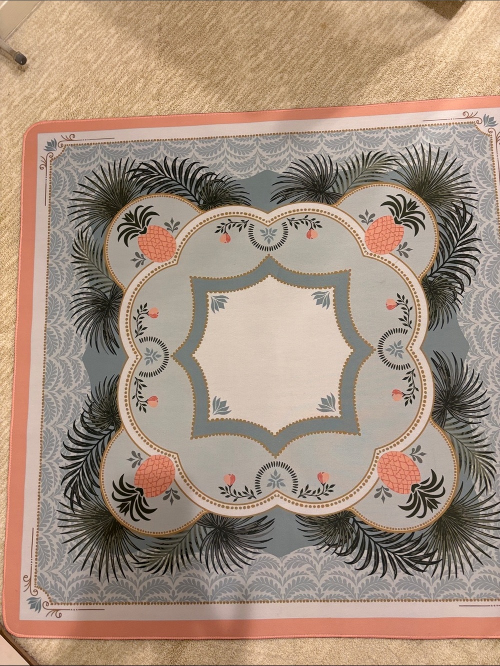 Mahjong mat - peach & green and soft blue
 : green looks exactly like  picture